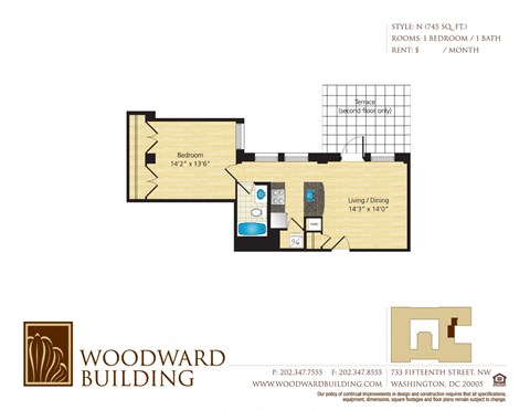 Floor Plan N Woodward at The Woodward Building Apartments, Washington, DC 20005